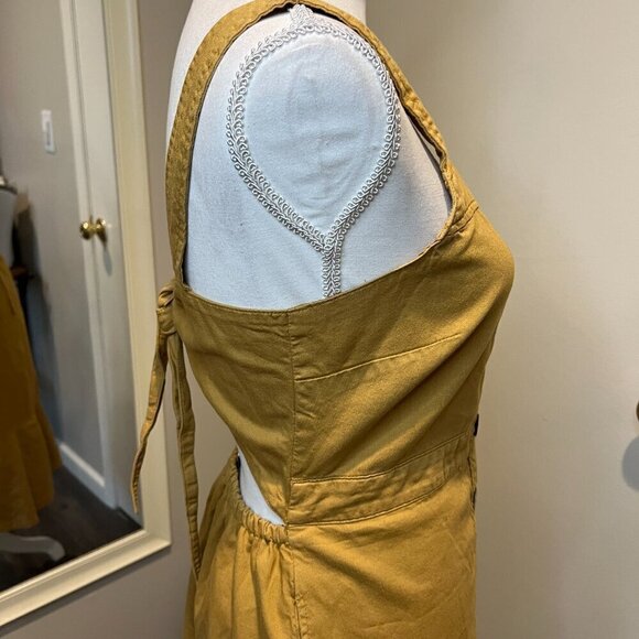 OAT New York Honey Mustard Bow Back Button Front Flounce Dress, Size Small - Picture 9 of 16